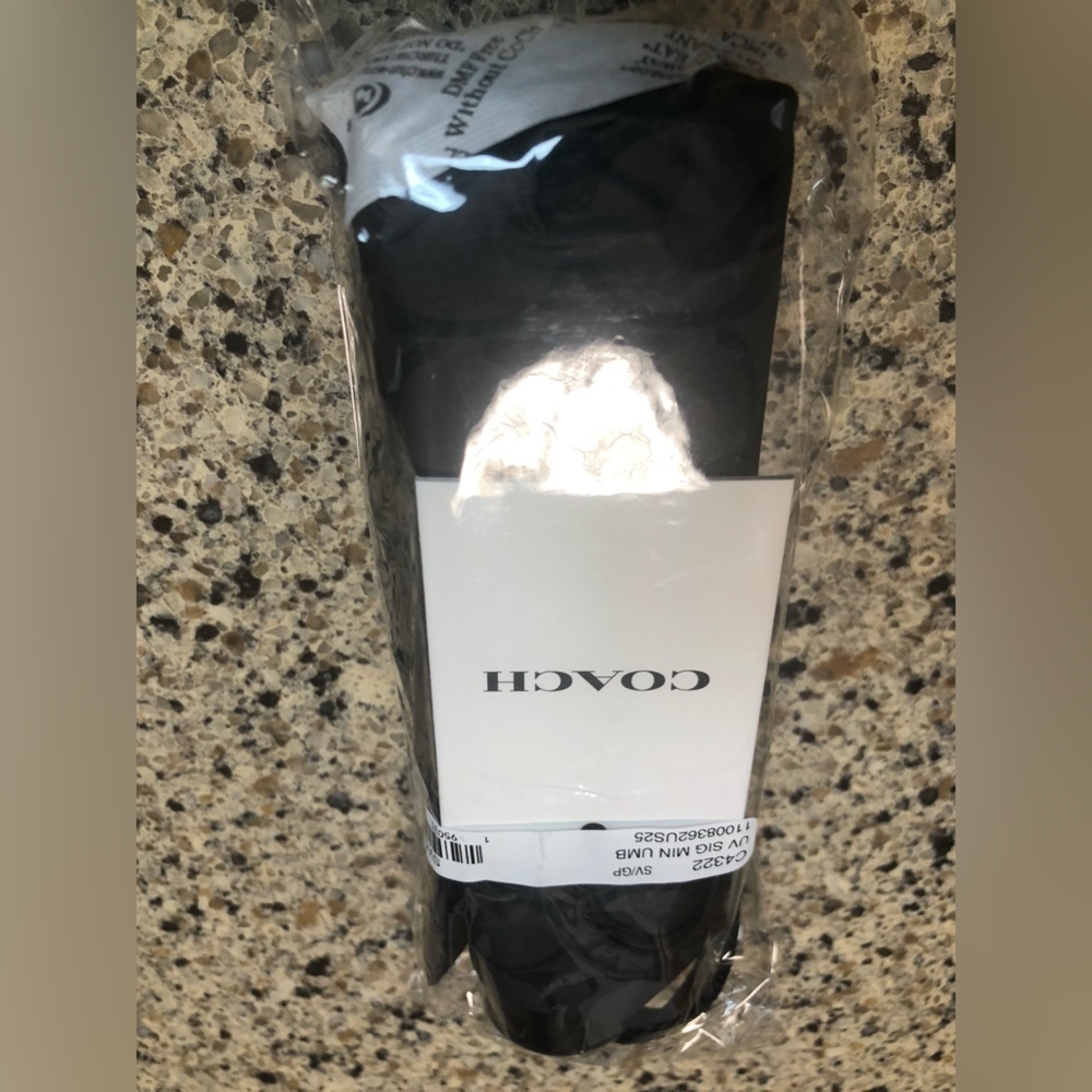 COACH UV Protection Signature Mini Umbrella - Gold/Brown Black, NWT - Picture 3 of 4